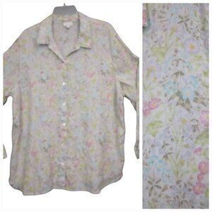 J. JILL |  Love Linen Spring Country Floral Shirt Blouse | Size XL